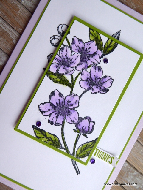 Purple Blossom Thank You Card - Crafty-rootes